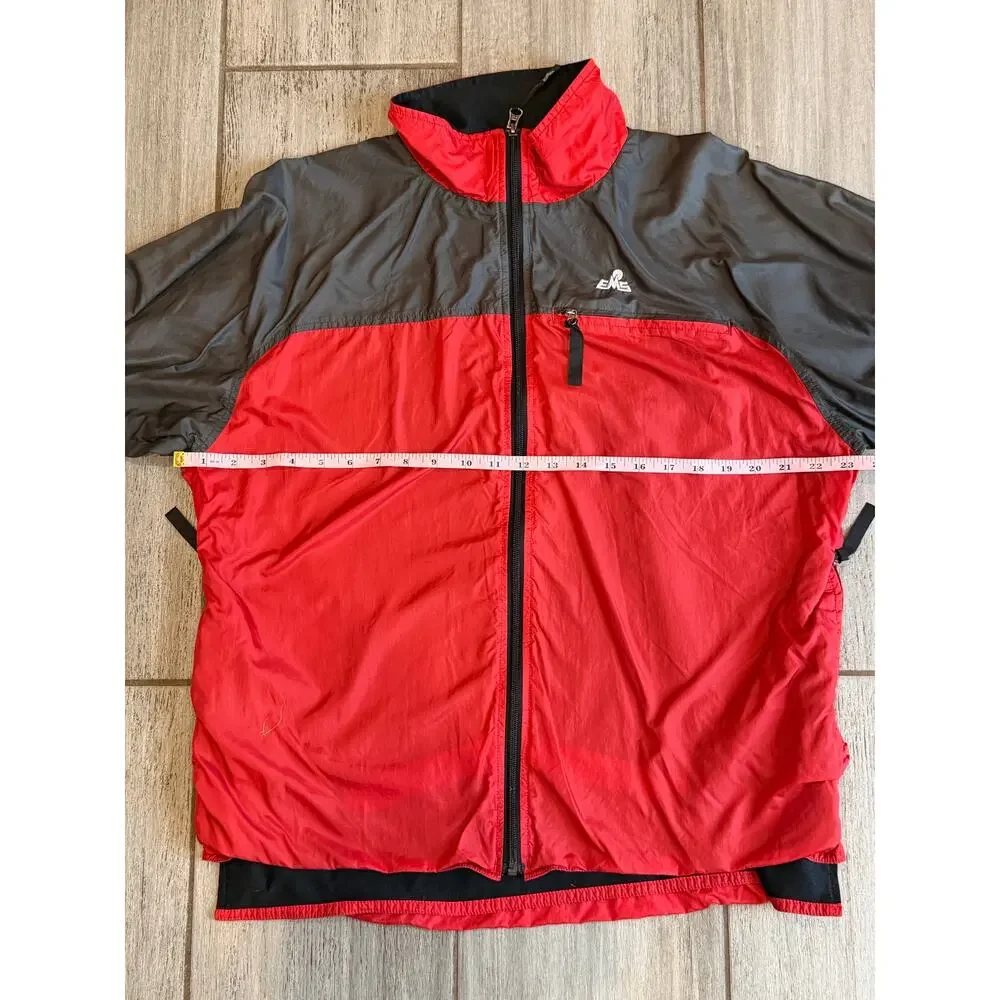 Vintage EMS Eastern Mountain Sports Nylon Windbreaker Jacket Mens Red Gray Large